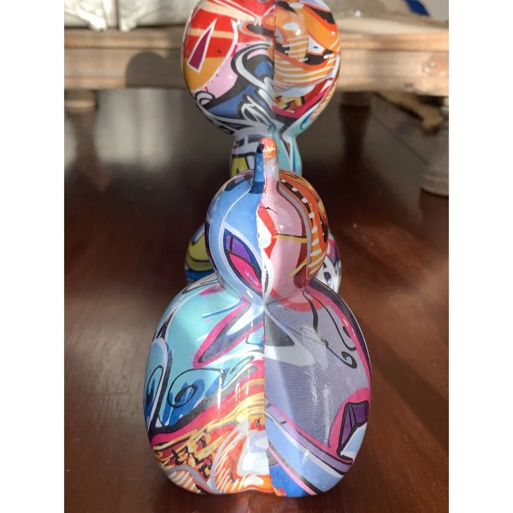Graffiti Balloon Dog Statue - Modern Pop Art Sculpture, Multicolor Home‎ Deco